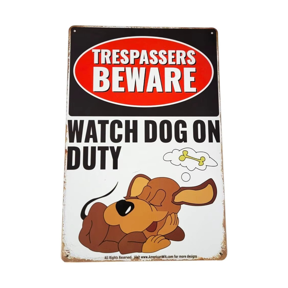 CIFBUY Metallschild Trespassers Beware Dog on Duty Weiß, Wandmontage, B: 30 cm, H: 30 cm, T: 20 cm - Bild 3