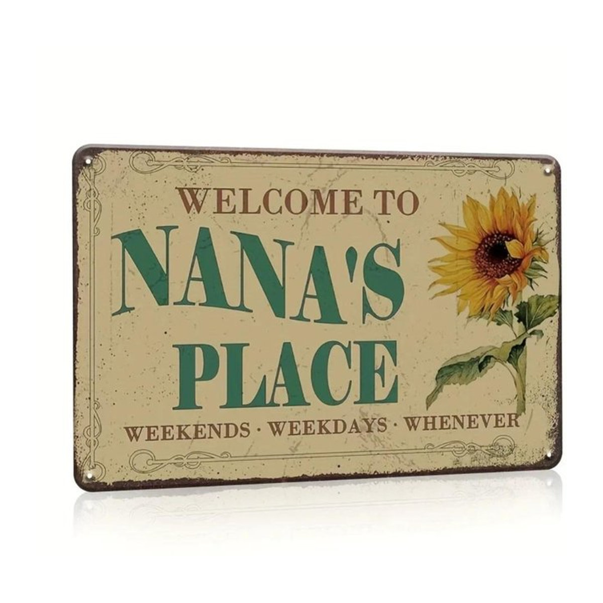 CIFBUY Metallschild Welcome To Nana's Place mit floralem Sonnenblumen-Design in Beige - Bild 1