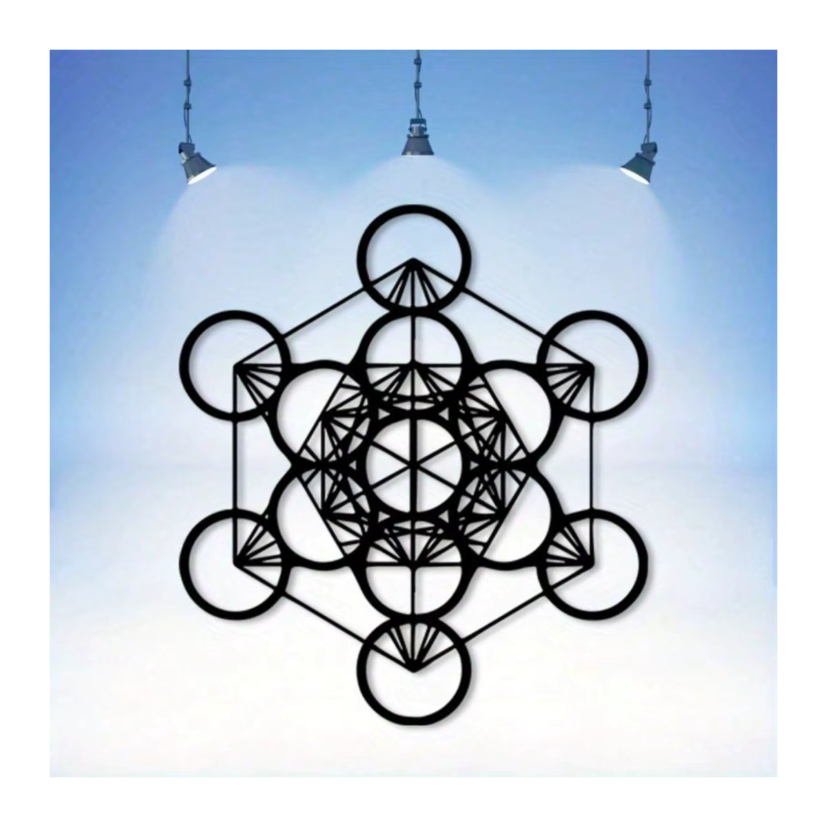 CIFBUY Metatron-Würfel Wandkunst aus Metall in Schwarz, Geometrisches Wandbild im Vintage-Stil für die Wohnungsdekoration - Bild 2