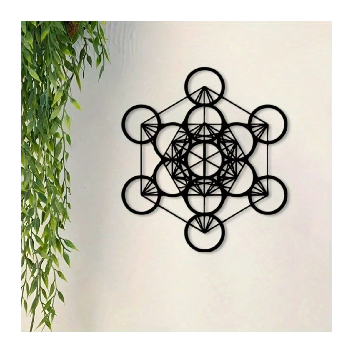 CIFBUY Metatron-Würfel Wandkunst aus Metall in Schwarz, Geometrisches Wandbild im Vintage-Stil für die Wohnungsdekoration - Bild 4