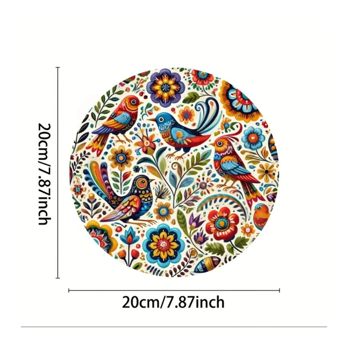 CIFBUY Mexikanische Vintage Metall-Wandkunst, runde Wanddekoration mit Vögeln und Blumen in Mehrfarbig - Bild 2