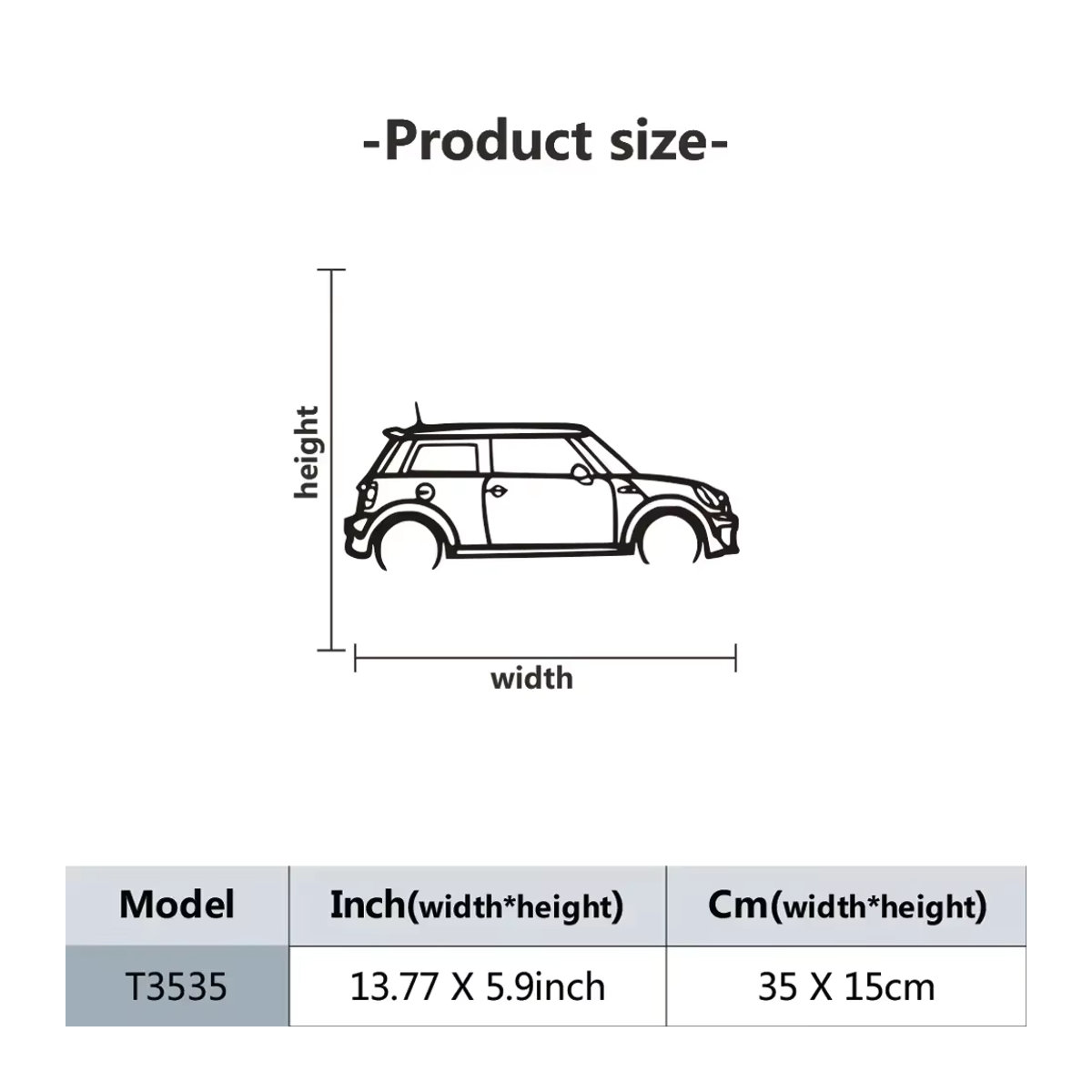 CIFBUY Mini Cooper Silhouette Metall-Wanddekoration in Schwarz - Bild 2
