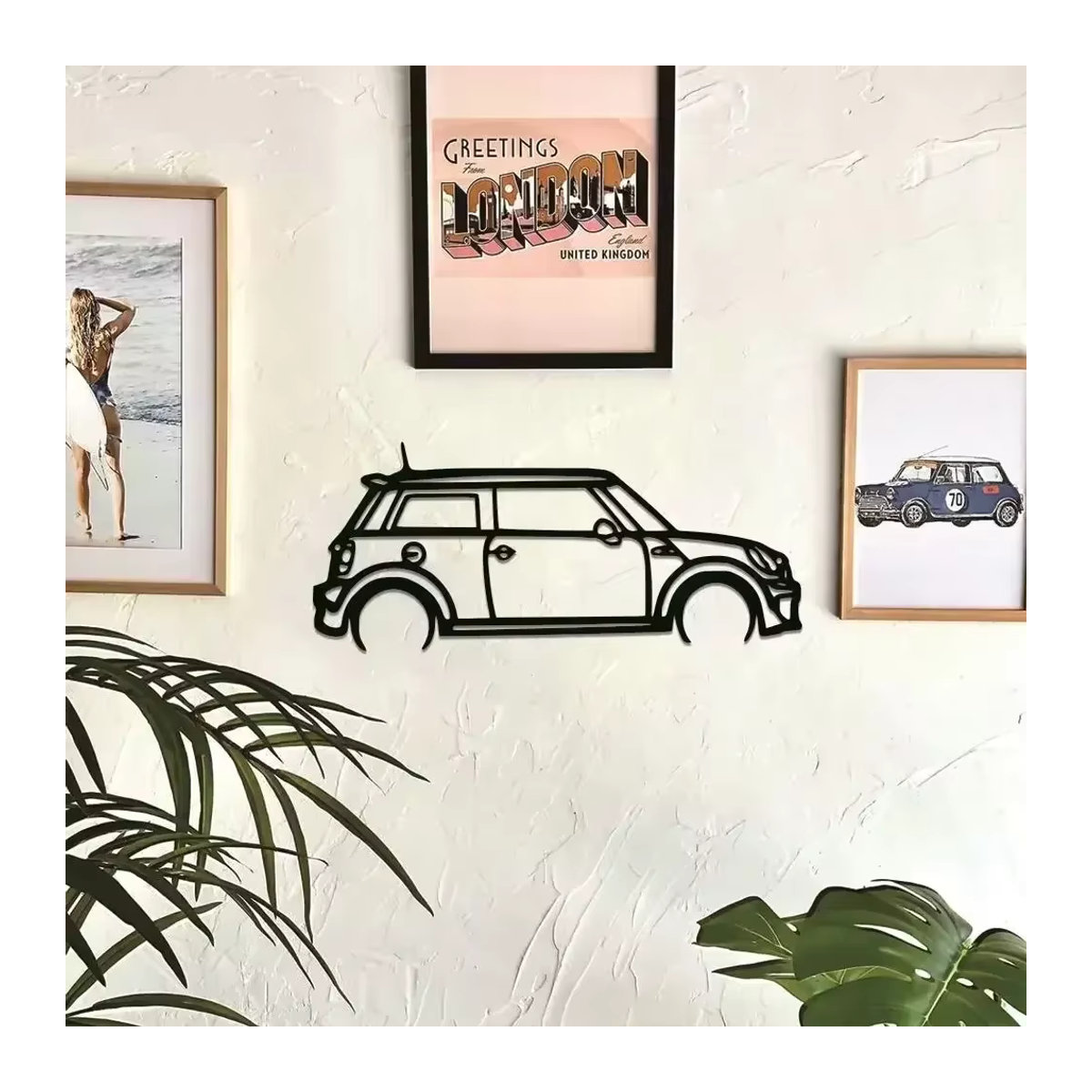CIFBUY Mini Cooper Silhouette Metall-Wanddekoration in Schwarz - Bild 4