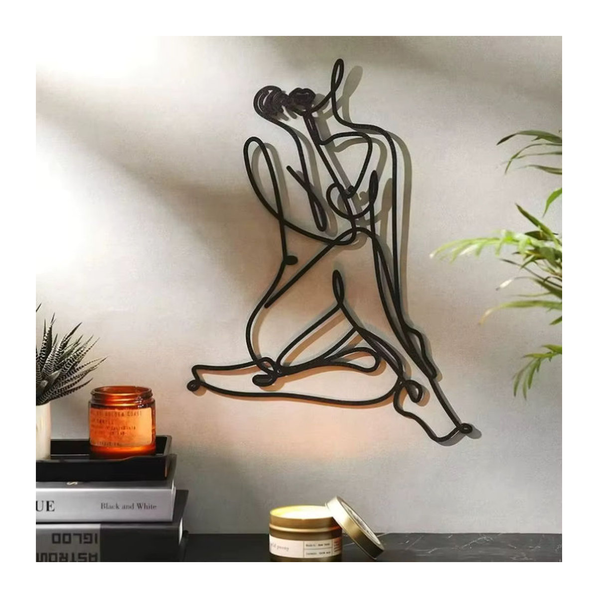 CIFbuy Moderne abstrakte Wandskulptur aus Metall in Schwarz – Minimalistische Frauen-Kunst zur Wandmontage für dein Zuhause - Bild 2