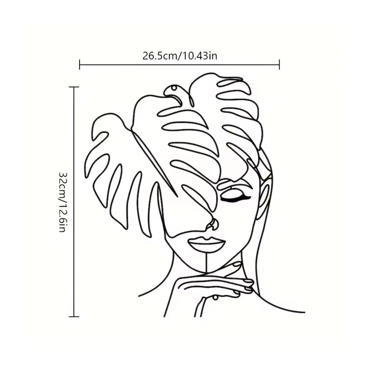 CIFBUY Moderne Wandkunst aus Metall in Schwarz mit geometrischem Linien- und Blätterdesign für eine ästhetische Raumdekoration - Bild 2