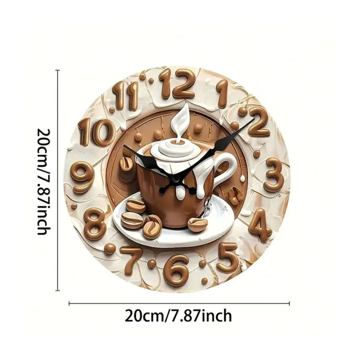 CIFBUY Moderne Wanduhr aus Metall, Rund, Braun, Geräuschlos, Durchmesser: 20 cm - Bild 3