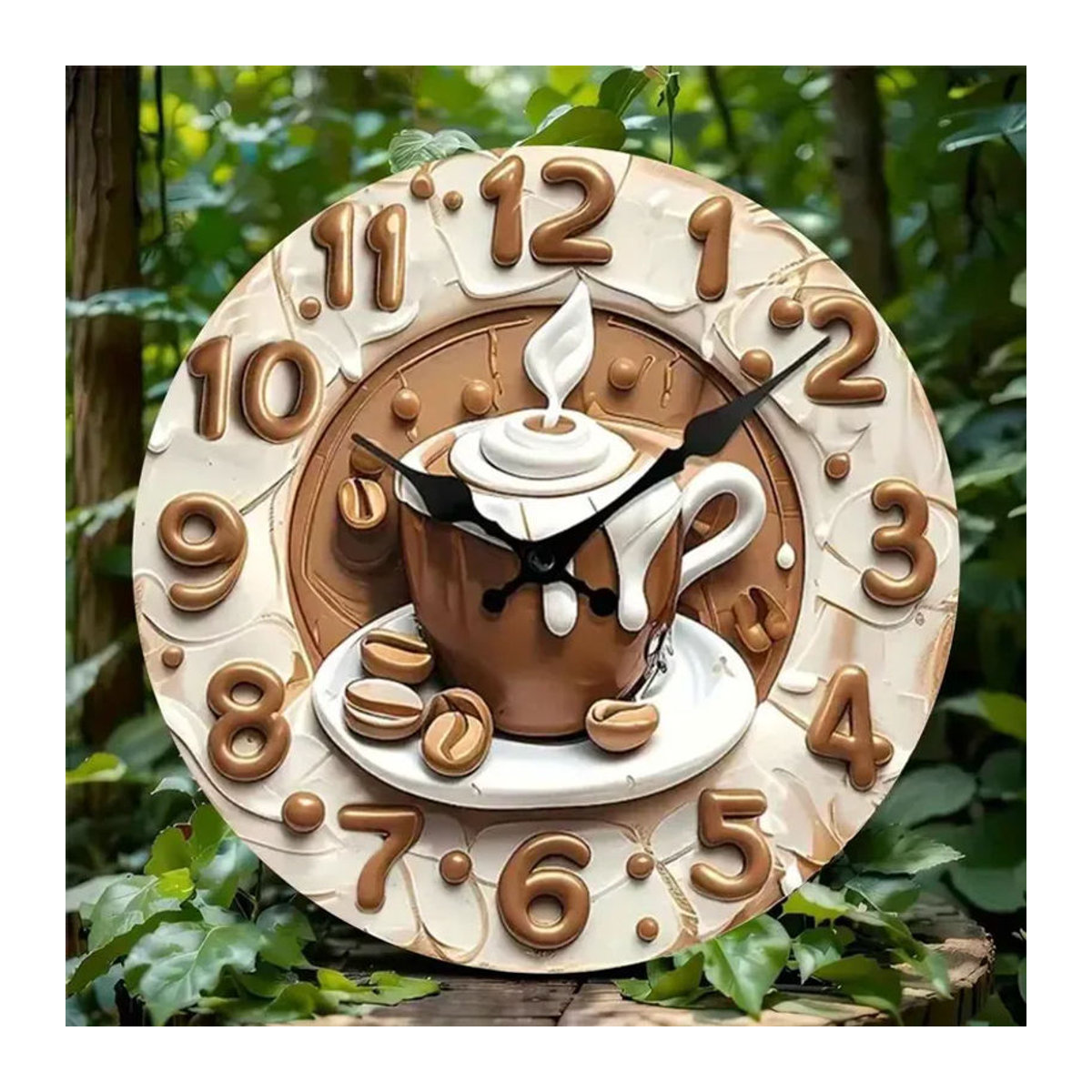 CIFBUY Moderne Wanduhr aus Metall, Rund, Braun, Geräuschlos, Durchmesser: 20 cm - Bild 4