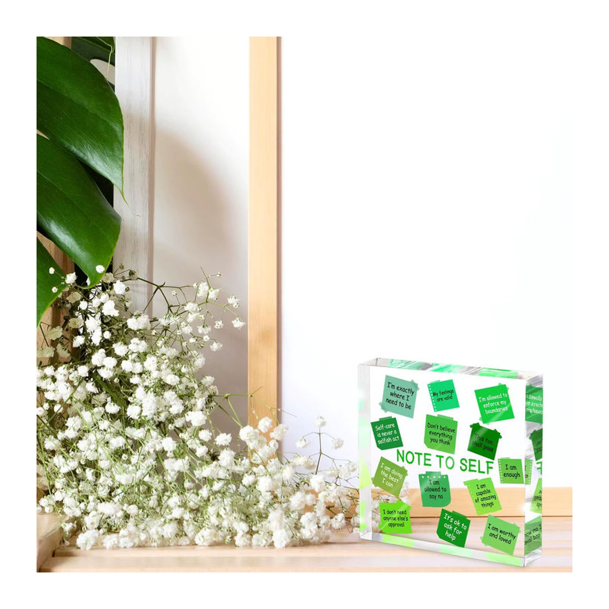 CIFBUY Motivierendes Acryl Schreibtischschild mit inspirierendem Zitat, quadratische Tischdekoration in Weiß und Transparent für deinen Arbeitsplatz - Bild 2