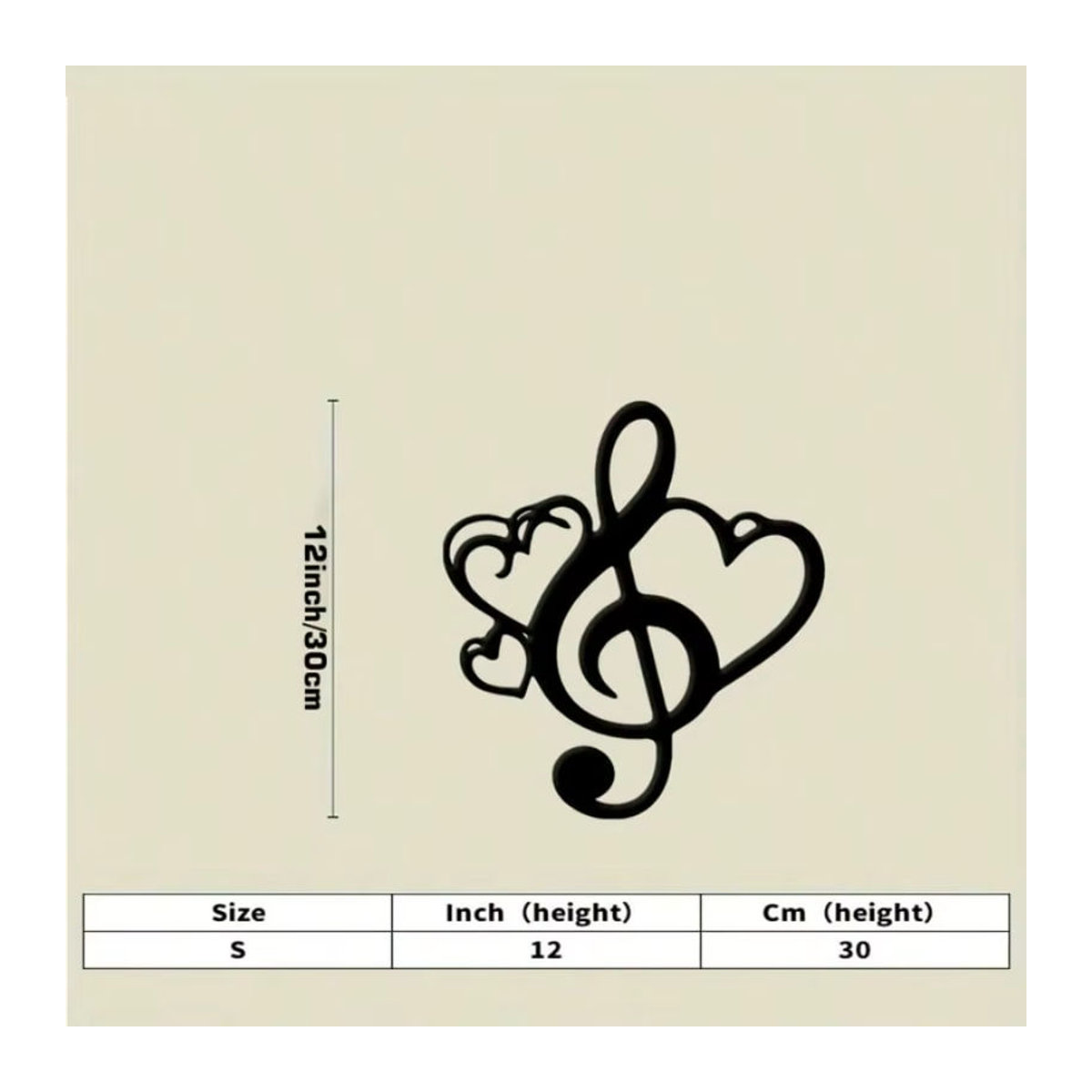 CIFBUY Musikalische Metall-Wandkunst mit Doppelherz und Violinschlüssel in Schwarz - Bild 3