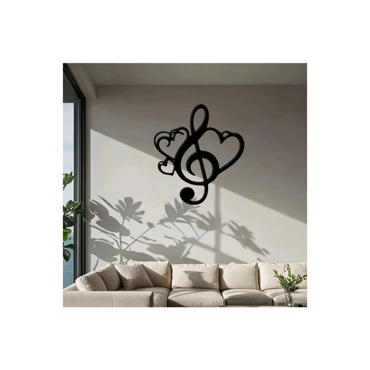 CIFBUY Musikalische Metall-Wandkunst mit Doppelherz und Violinschlüssel in Schwarz - Bild 4