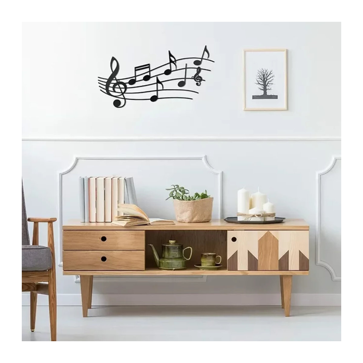 CIFBUY Musiknoten Wanddekoration aus Metall in Schwarz als minimalistische Wandkunst für dein Zuhause - Bild 1
