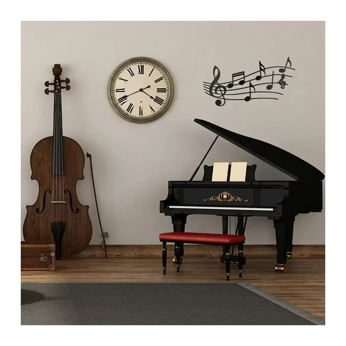 CIFBUY Musiknoten Wanddekoration aus Metall in Schwarz als minimalistische Wandkunst für dein Zuhause - Bild 4