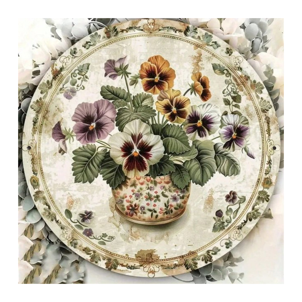 CIFBUY Pansy Vintage Metall-Wandkunst, florale Außendekoration in Mehrfarbig, B/T/H: 20 x 20 x 20 cm - Bild 1