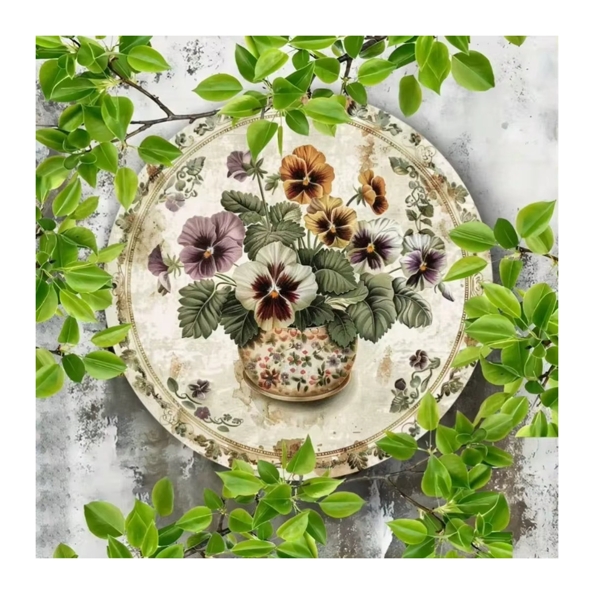 CIFBUY Pansy Vintage Metall-Wandkunst, florale Außendekoration in Mehrfarbig, B/T/H: 20 x 20 x 20 cm - Bild 4