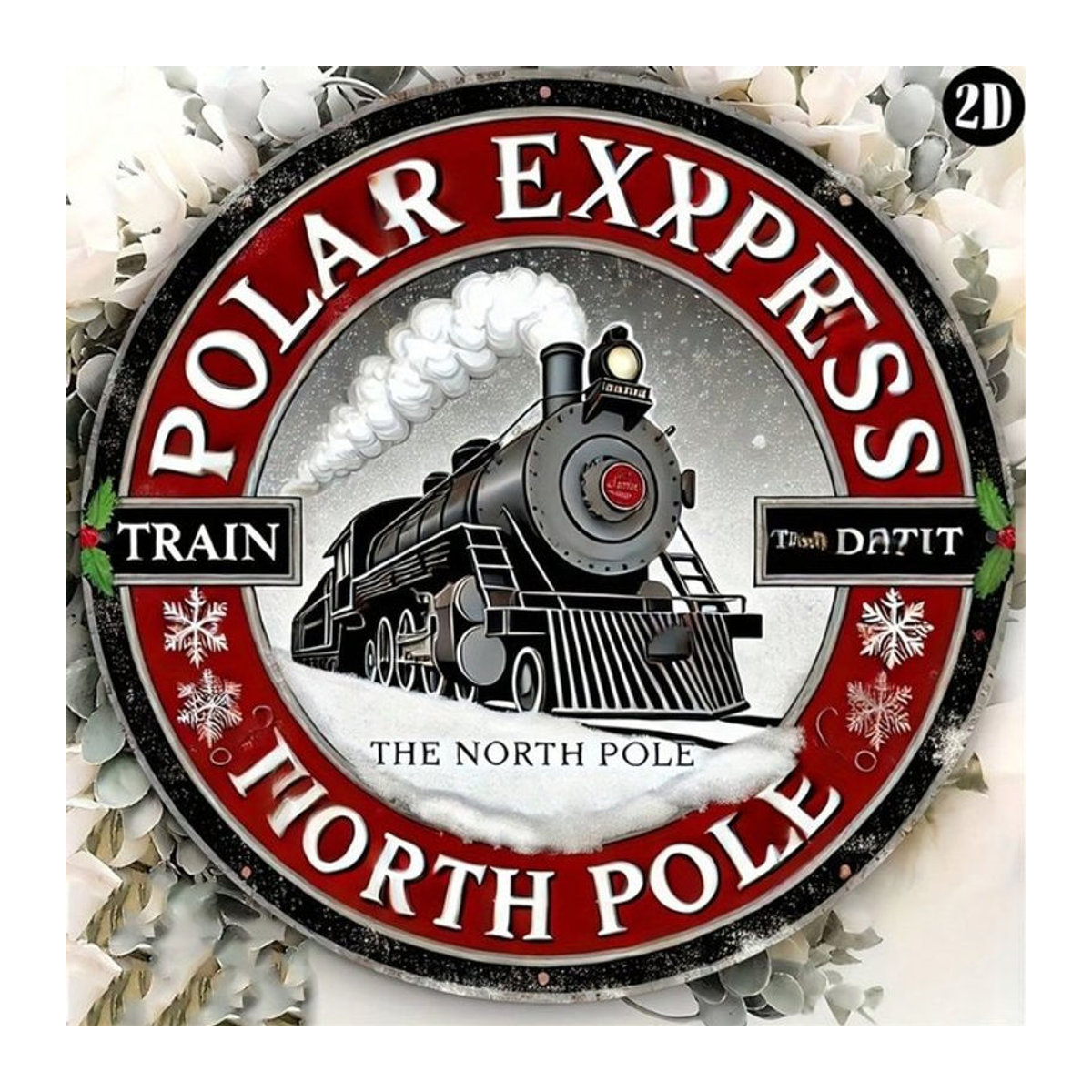 CIFBUY Polar Express Metallschild rund in Rot mit Vintage-Design für Weihnachtsdekoration - Bild 1
