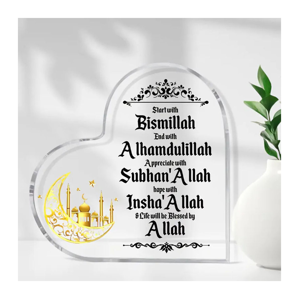 CIFBUY Ramadan Dekoration aus Acryl in Gold und Transparent mit orientalischem Mond-Design - Bild 2