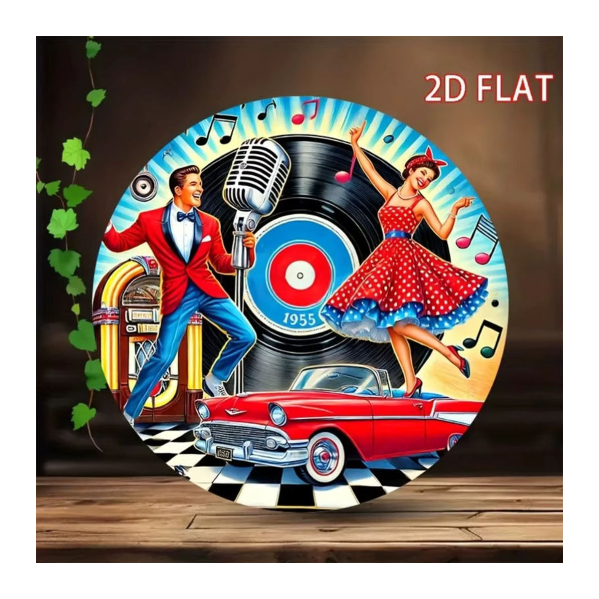 CIFBUY Retro 2D-Tanzpaar mit Jukebox Wanddekoration aus Metall, mehrfarbig - Bild 3