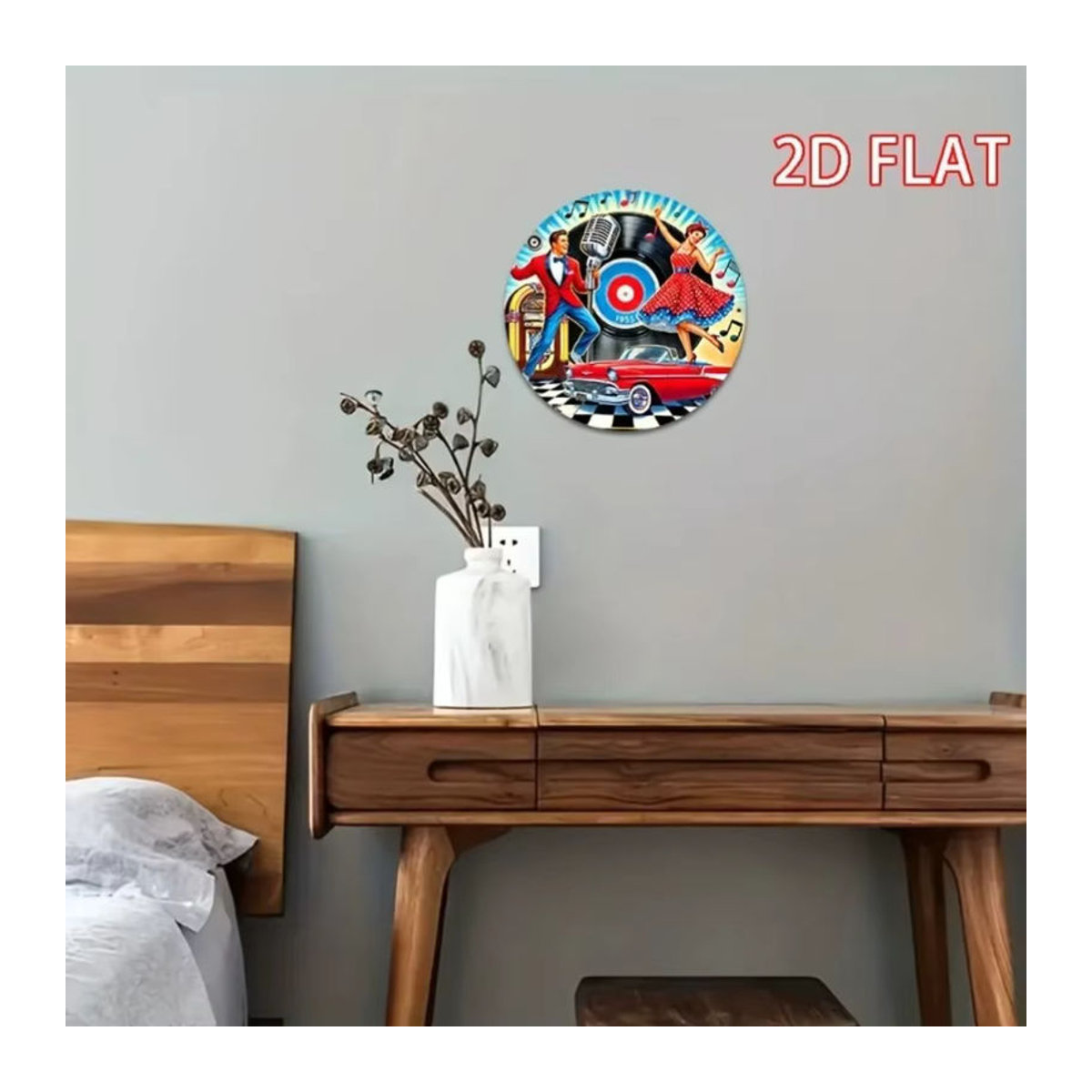 CIFBUY Retro 2D-Tanzpaar mit Jukebox Wanddekoration aus Metall, mehrfarbig - Bild 5