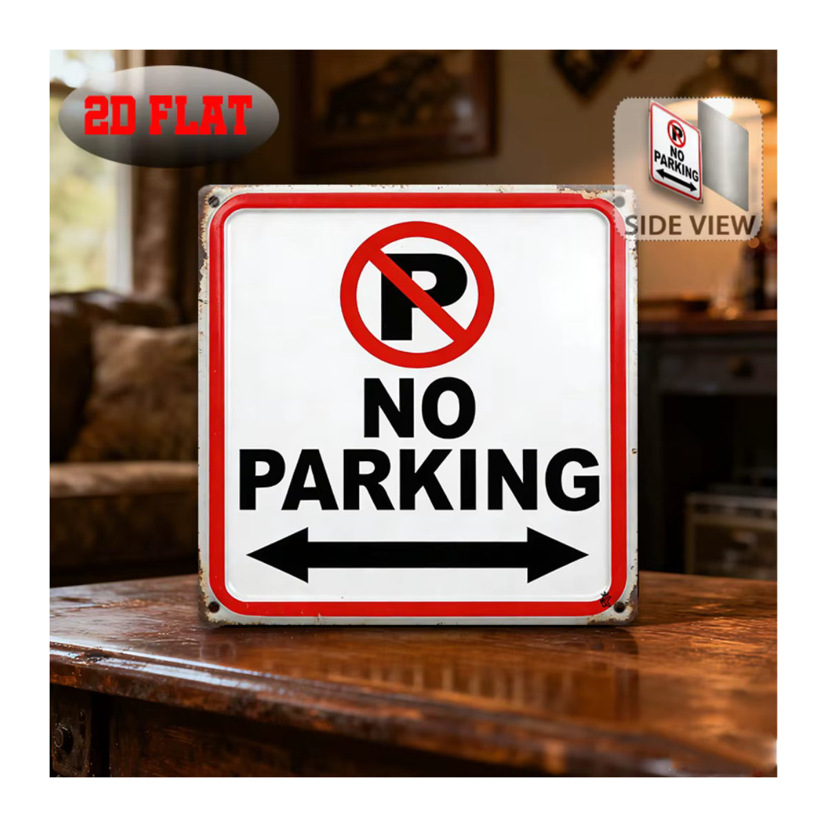 CIFBUY Retro Aluminium-Warnschild Parkverbot in Weiß, Metallschild im Vintage-Design für die Wandmontage, Breite: 30,48 cm, Höhe: 20,32 cm - Bild 5