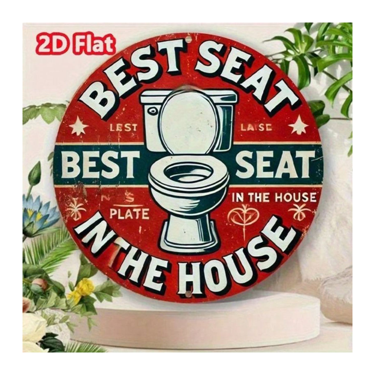 CIFBUY Retro-Badezimmer-Wanddekoration aus Metall Bester Sitz im Haus Vintage Schild in Rot-Weiß-Blau - Bild 1