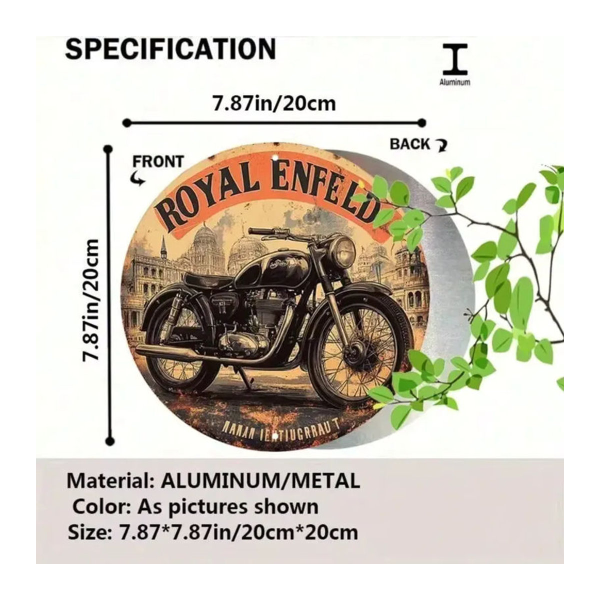 CIFBUY Retro Enfield Motorrad Metallschild Vintage Aluminium Blechposter mehrfarbig, B/H: 20,32 x 20,32 cm - Bild 2