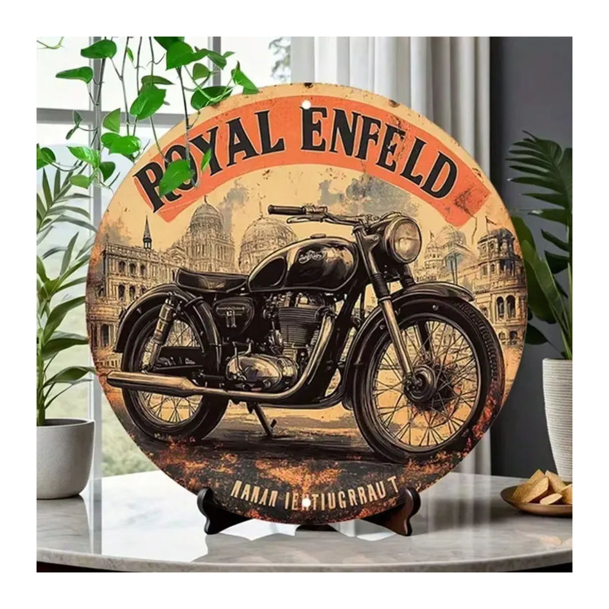 CIFBUY Retro Enfield Motorrad Metallschild Vintage Aluminium Blechposter mehrfarbig, B/H: 20,32 x 20,32 cm - Bild 3