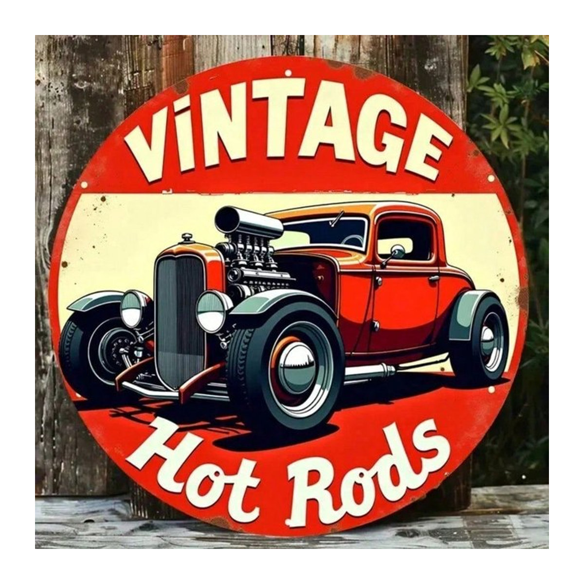 CIFBUY Retro Metall-Garagenschild Vintage Blechschild Wanddekoration in Rot, B/H: 20 x 20 cm - Bild 1