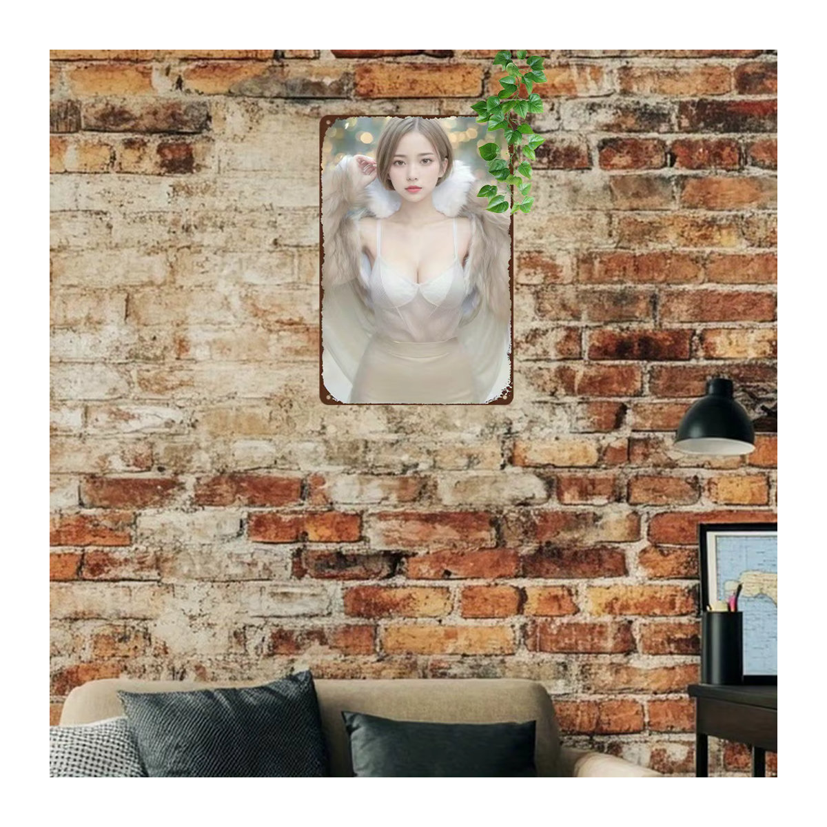 CIFBUY Retro Metallschild Anime-Mädchen Wandkunst Porträt, mehrfarbig, Breite: 30,48 cm, Höhe: 20,32 cm - Bild 5
