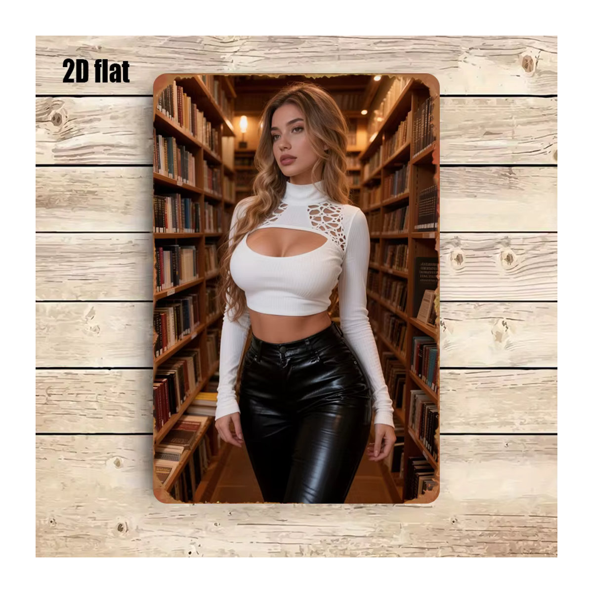 CIFBUY Retro-Metallschild Vintage-Frauensilhouette mit Bücherregal als wasserfeste Eisen-Wandkunst für die Wandmontage - Bild 2