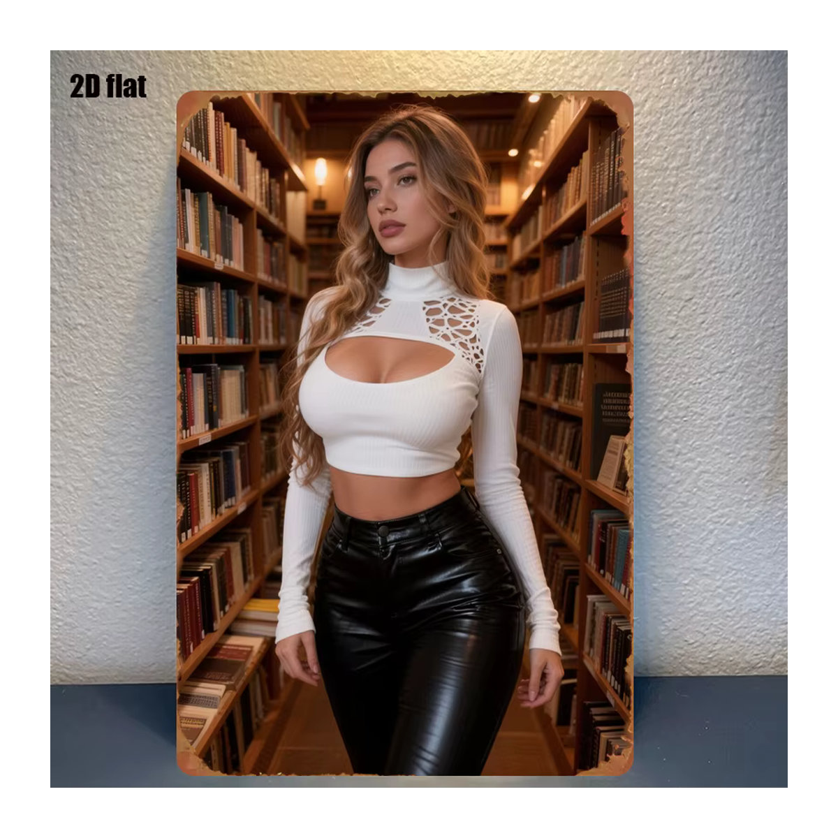 CIFBUY Retro-Metallschild Vintage-Frauensilhouette mit Bücherregal als wasserfeste Eisen-Wandkunst für die Wandmontage - Bild 3