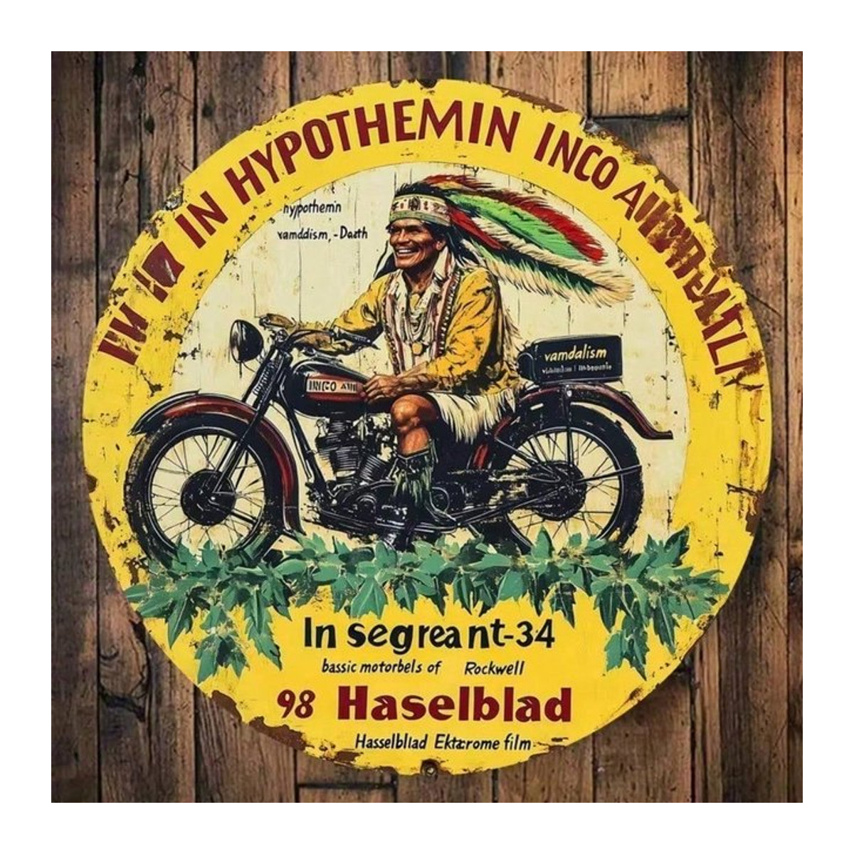 CIFBUY Retro Vintage Motorrad Metallschild Rund Gelb aus Aluminium für Wandmontage - Bild 1