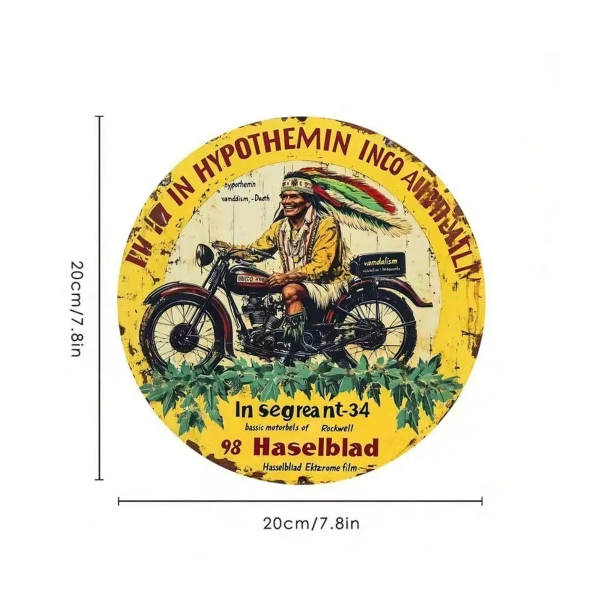 CIFBUY Retro Vintage Motorrad Metallschild Rund Gelb aus Aluminium für Wandmontage - Bild 2