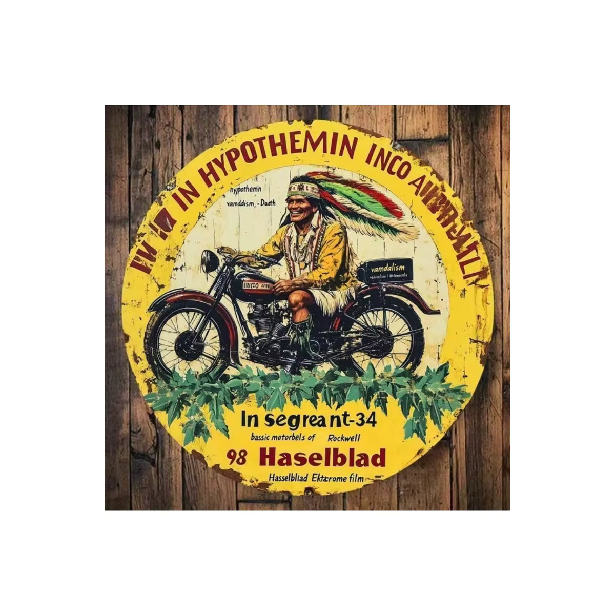 CIFBUY Retro Vintage Motorrad Metallschild Rund Gelb aus Aluminium für Wandmontage - Bild 3