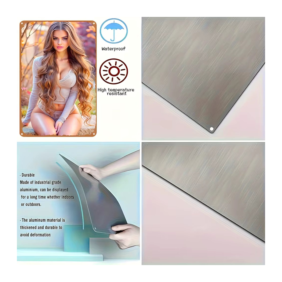 CIFBUY Retro-Wanddekoration aus Metall mit floralem Herbst-Porträt, mehrfarbig, B/H: 30,5 x 30,5 cm - Bild 5