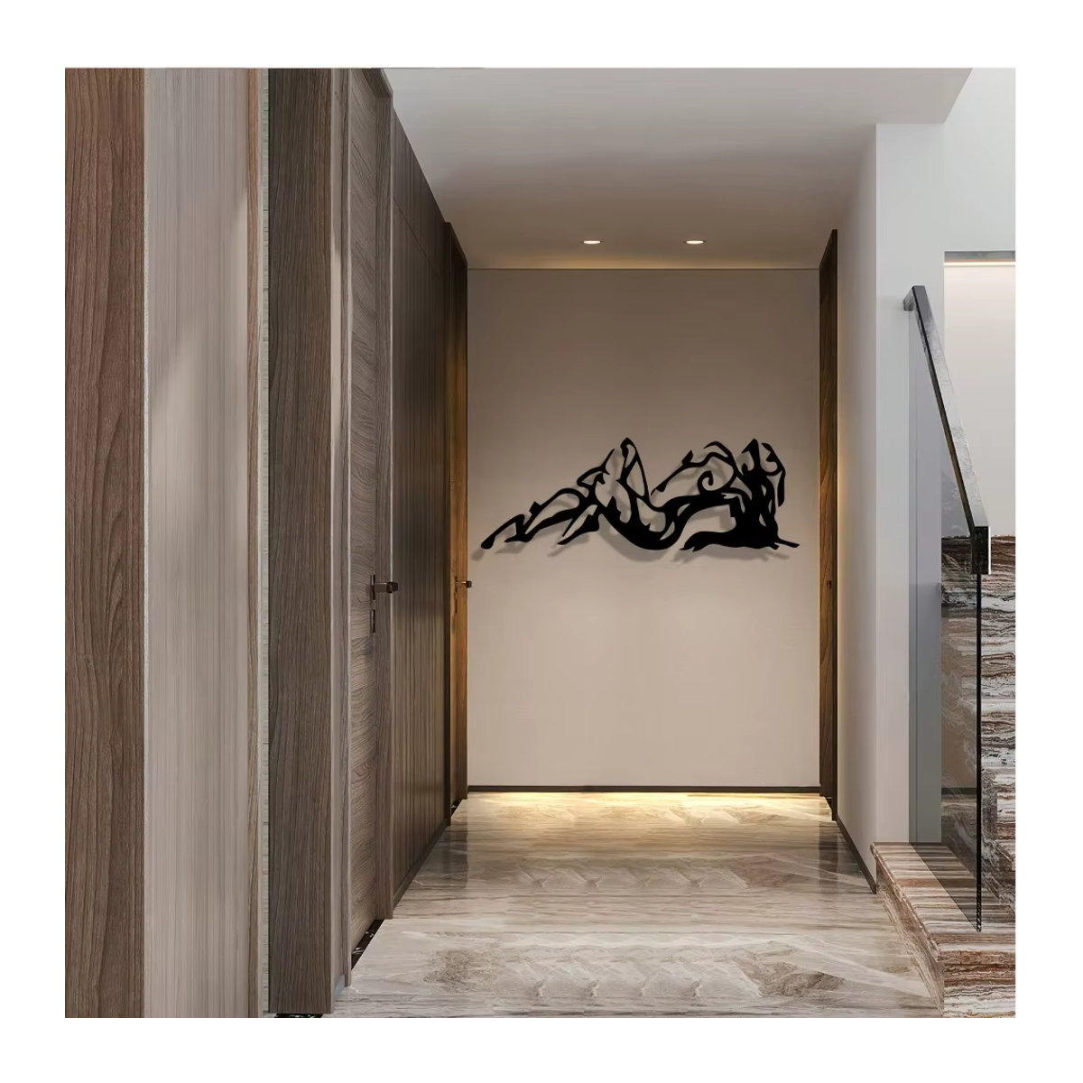 CIFBUY Retro Wandkunstskulptur aus Metall in Schwarz-Weiß – Abstrakte Vintage Eisendekoration für Innen und Außen - Bild 2