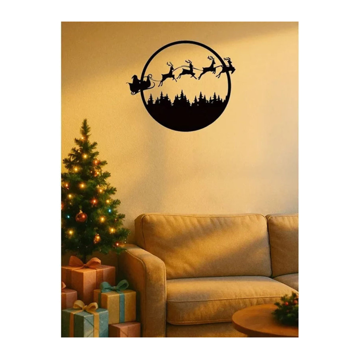 CIFBUY Runde Wandkunst aus Metall in Schwarz als saisonale Hängedekoration für Halloween und Weihnachten - Bild 1