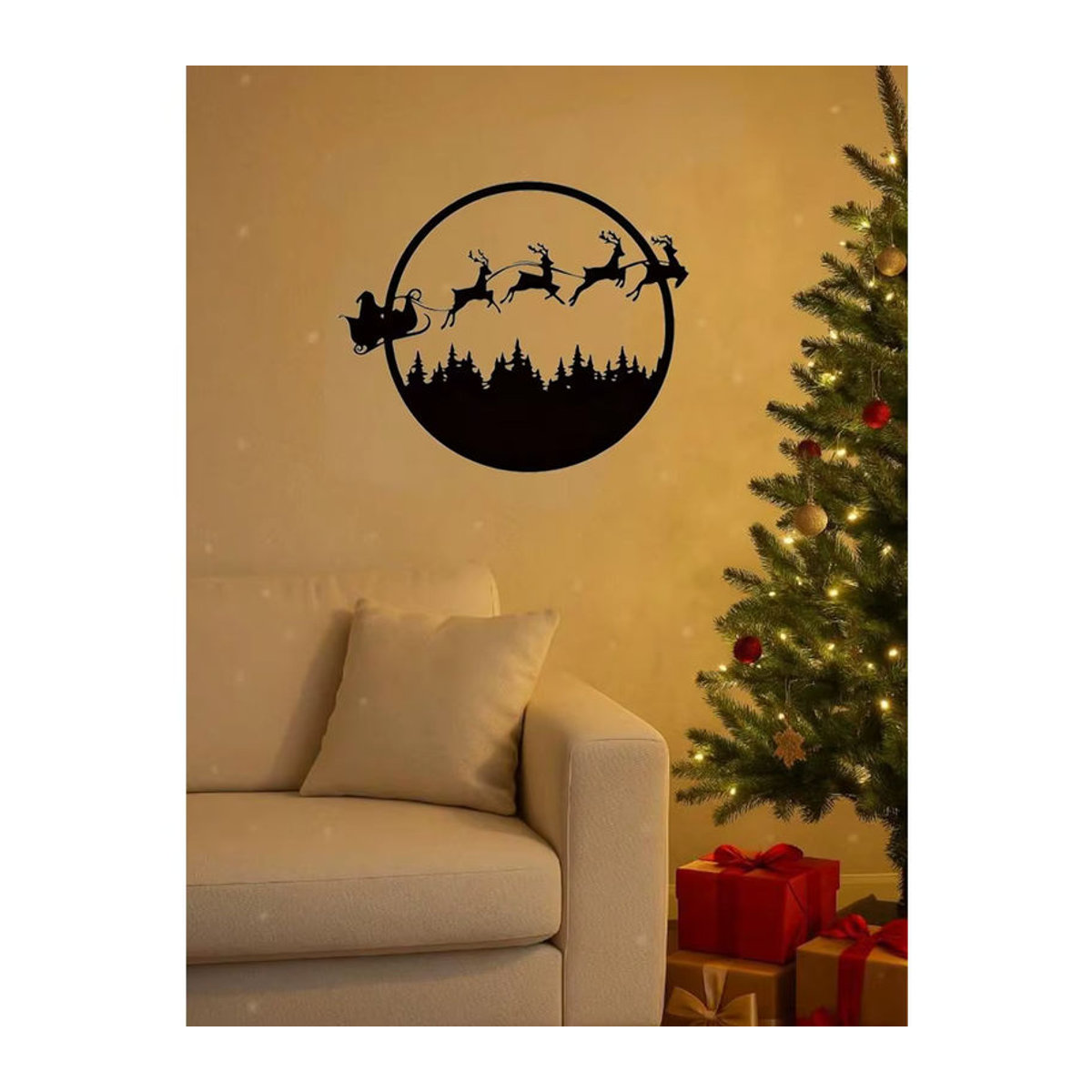 CIFBUY Runde Wandkunst aus Metall in Schwarz als saisonale Hängedekoration für Halloween und Weihnachten - Bild 2