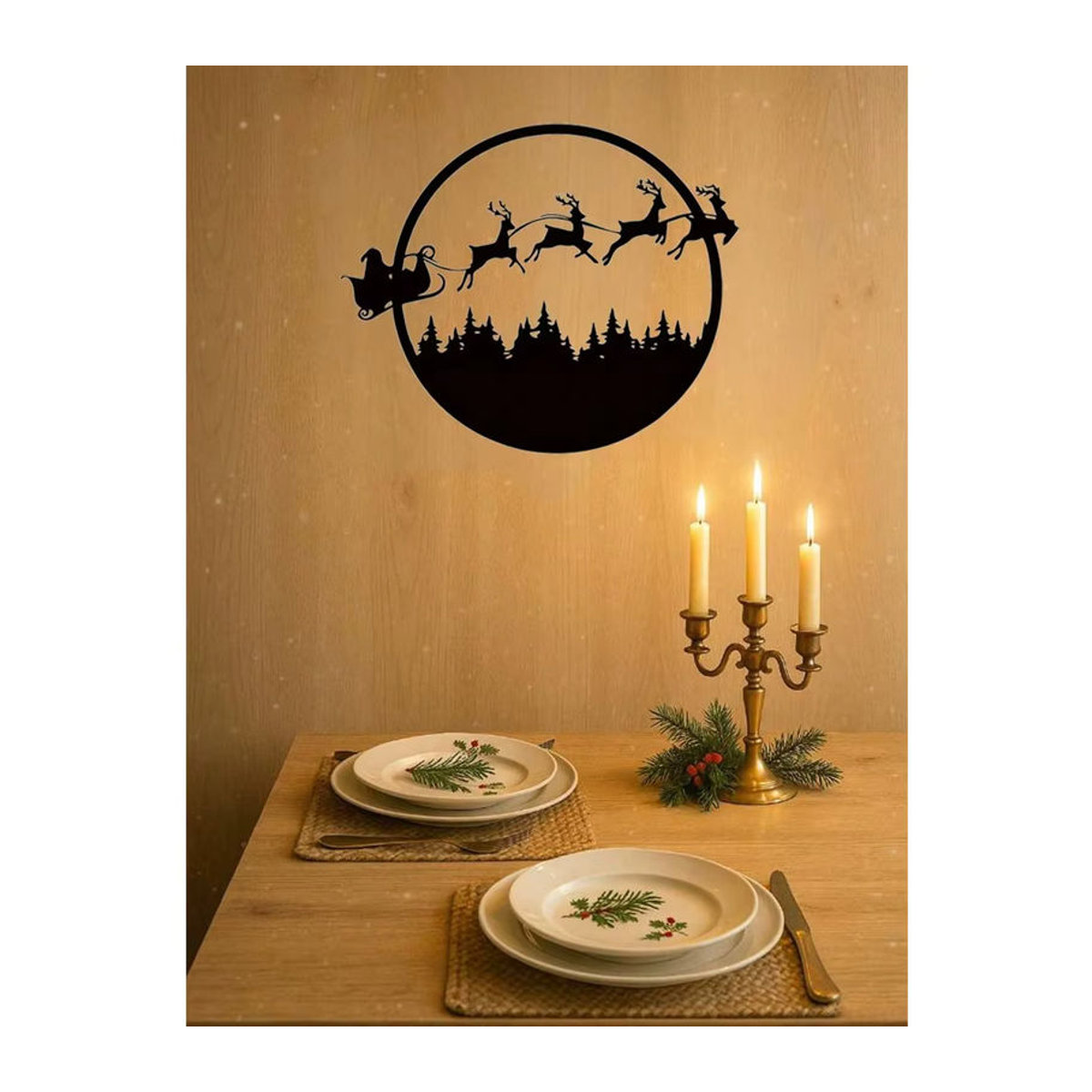 CIFBUY Runde Wandkunst aus Metall in Schwarz als saisonale Hängedekoration für Halloween und Weihnachten - Bild 4