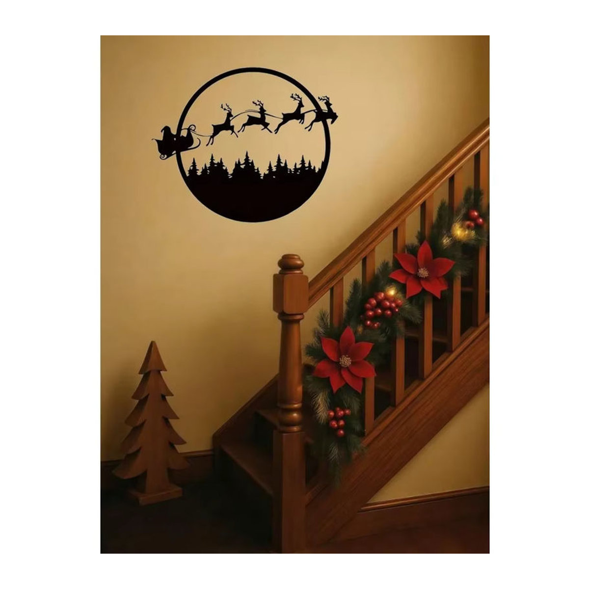 CIFBUY Runde Wandkunst aus Metall in Schwarz als saisonale Hängedekoration für Halloween und Weihnachten - Bild 5