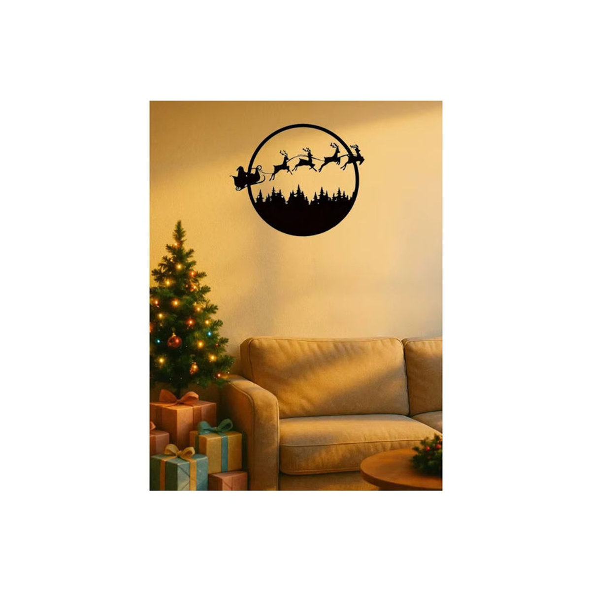 CIFBUY Runde Wandkunst aus Metall in Schwarz als saisonale Hängedekoration für Halloween und Weihnachten - Bild 6