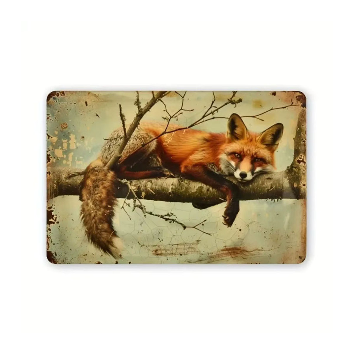 CIFBUY Rustikales Fuchs-Metallschild in Vintage-Optik, mehrfarbige Wildtier-Wanddekoration aus Metall, rechteckig, B/H/T: 30 x 20 x 20 cm - Bild 2