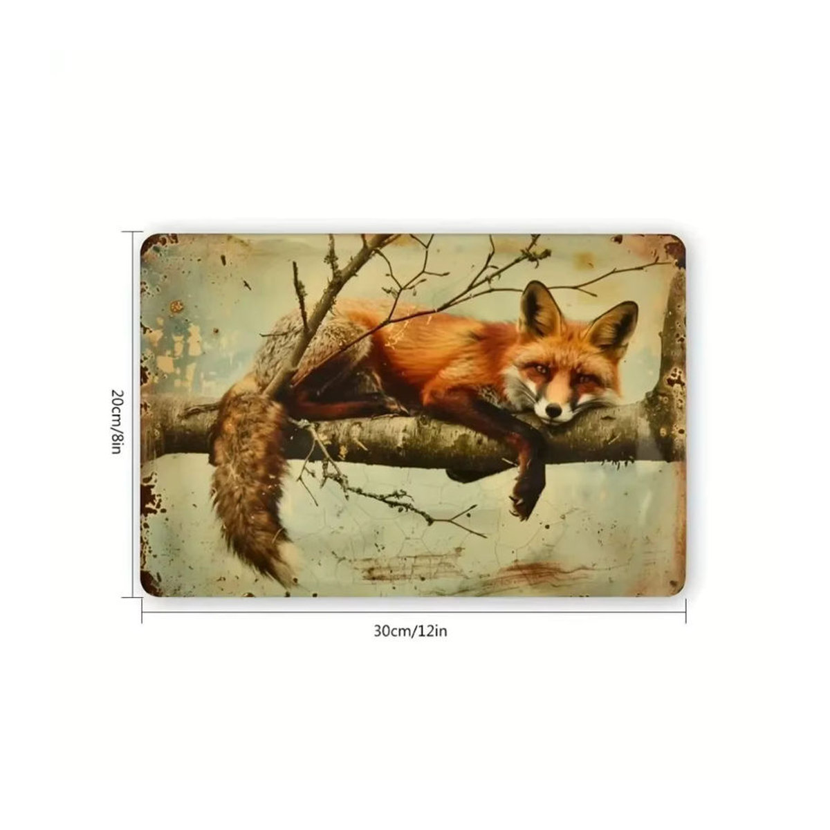CIFBUY Rustikales Fuchs-Metallschild in Vintage-Optik, mehrfarbige Wildtier-Wanddekoration aus Metall, rechteckig, B/H/T: 30 x 20 x 20 cm - Bild 4