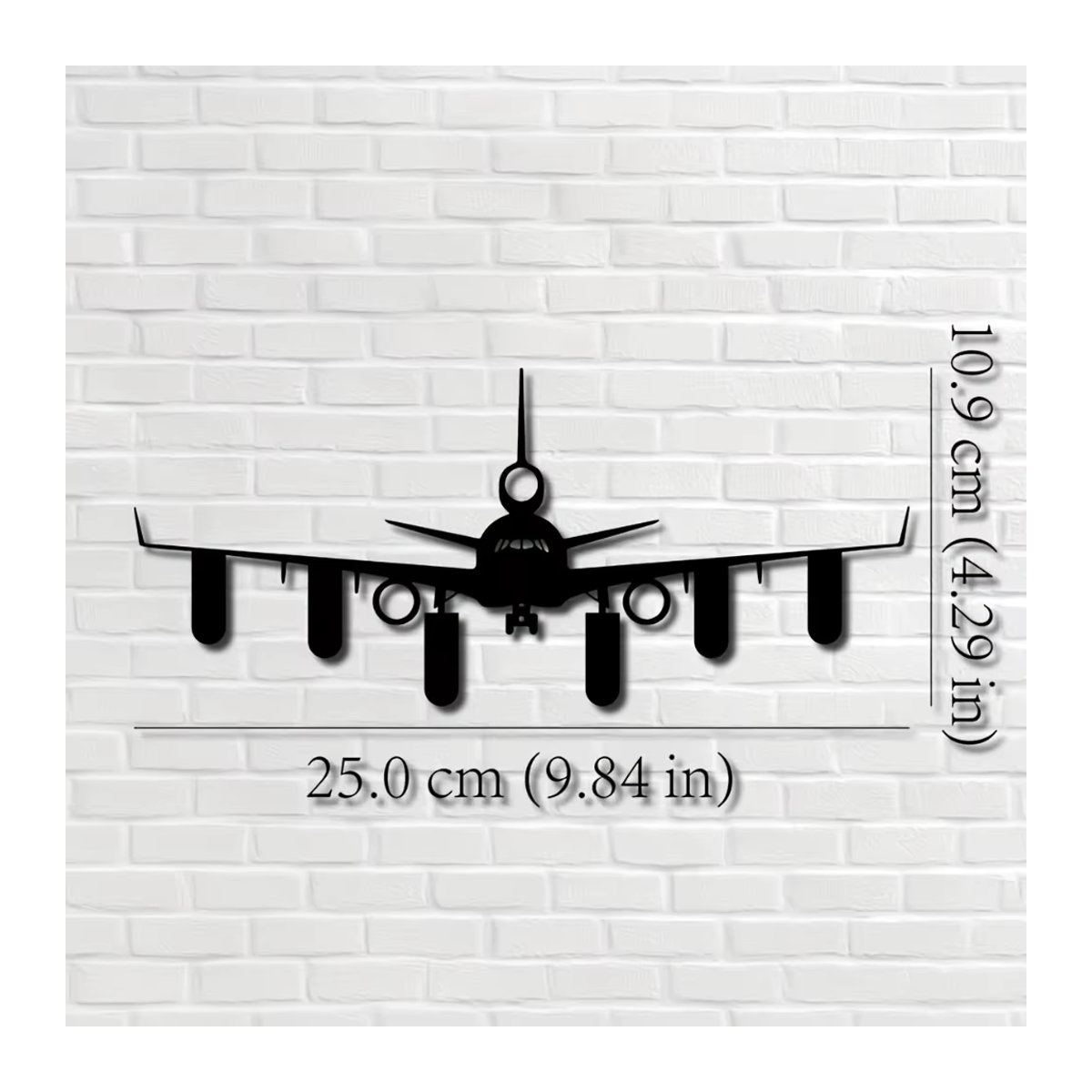 CIFBUY Schlüsselhalter aus Metall in Flugzeugform zur Wandmontage, Schwarz, 25 cm - Bild 3