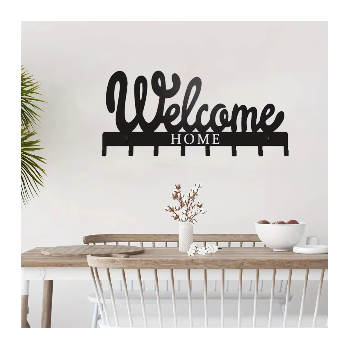 CIFBUY Schlüsselhalter aus schwarzem Metall mit WILLKOMMEN-Design und 8 Haken zur Wandmontage - Bild 6