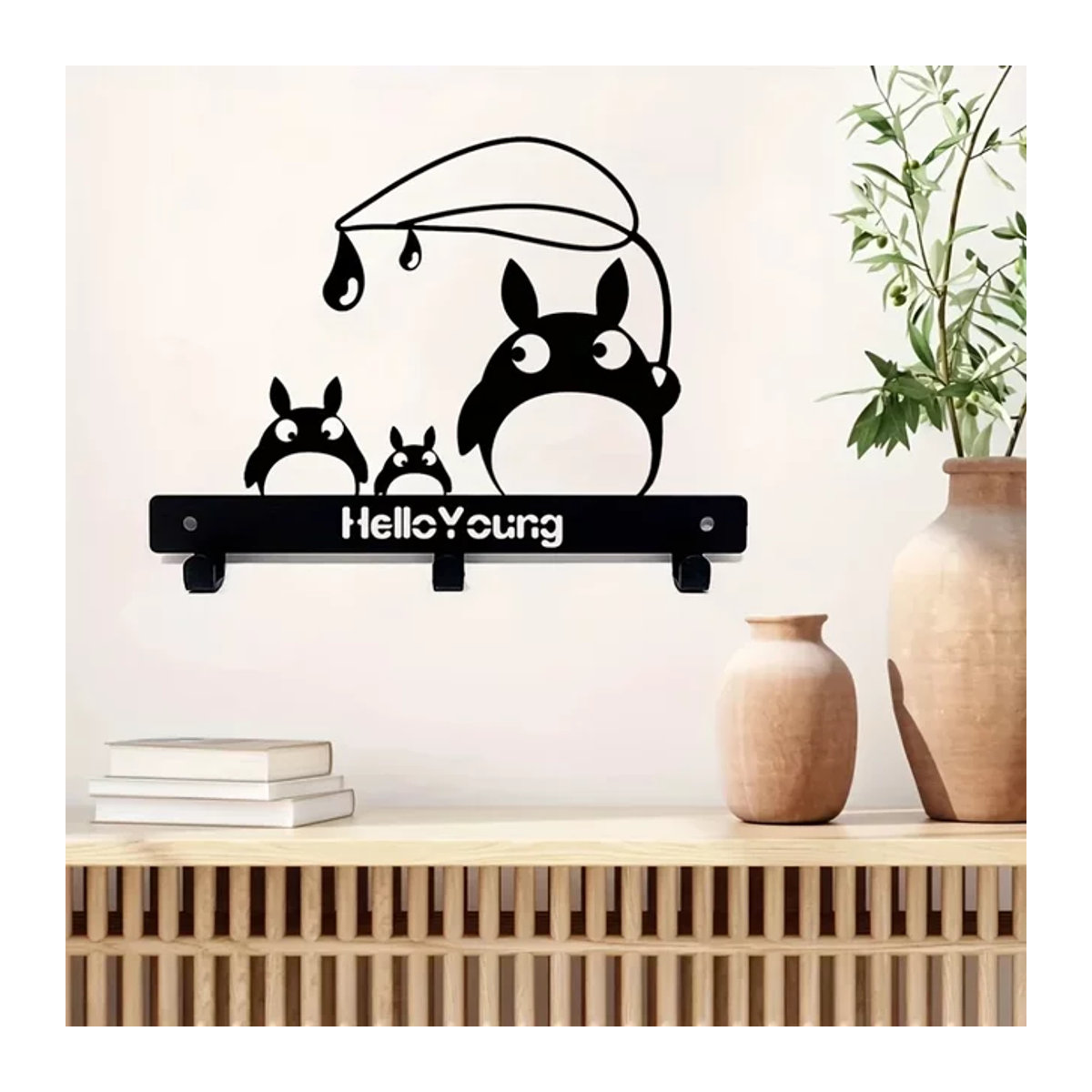 CIFBUY Totoro Baby Wandmontierter Schlüsselanhänger und Handtuchhalter aus Metall in Schwarz - Bild 1