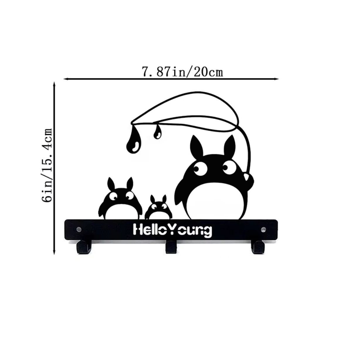 CIFBUY Totoro Baby Wandmontierter Schlüsselanhänger und Handtuchhalter aus Metall in Schwarz - Bild 2