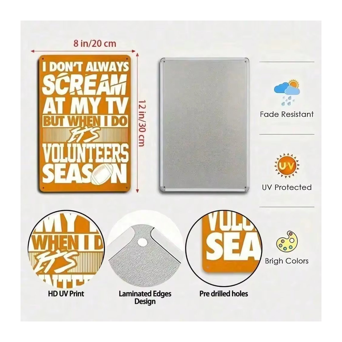 CIFBUY University of Tennessee Volunteers Retro Metallschild Wandkunst in Orange für deine Männerhöhle - Bild 4