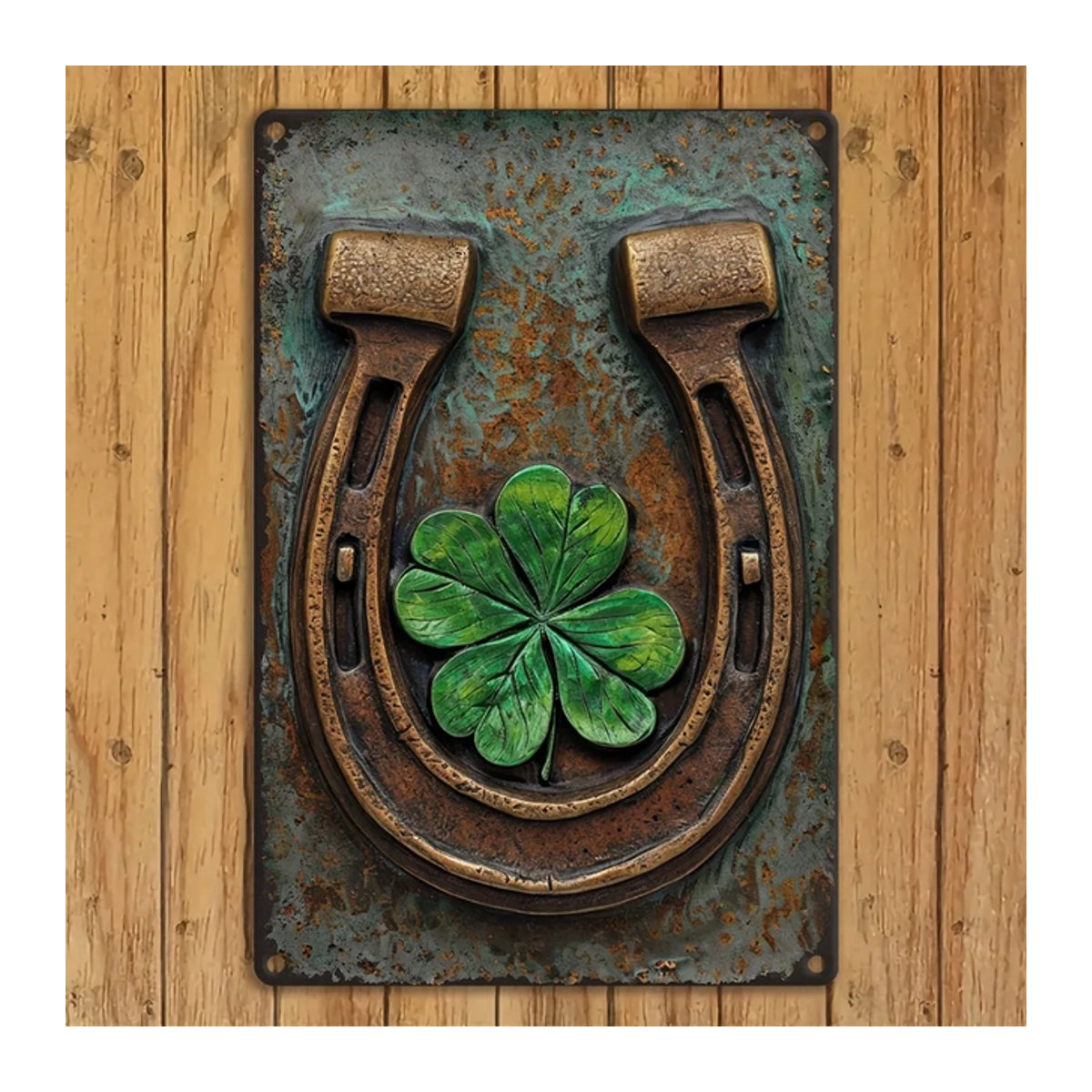 CIFBUY Vintage Aluminiumschild mit irischer Harfe und Kleeblatt für St. Patrick's Day, mehrfarbig, Wandmontage, Höhe: 30 cm, Breite: 20 cm - Bild 1