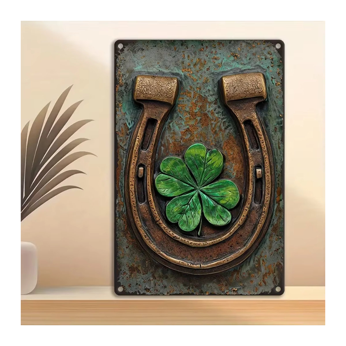 CIFBUY Vintage Aluminiumschild mit irischer Harfe und Kleeblatt für St. Patrick's Day, mehrfarbig, Wandmontage, Höhe: 30 cm, Breite: 20 cm - Bild 4