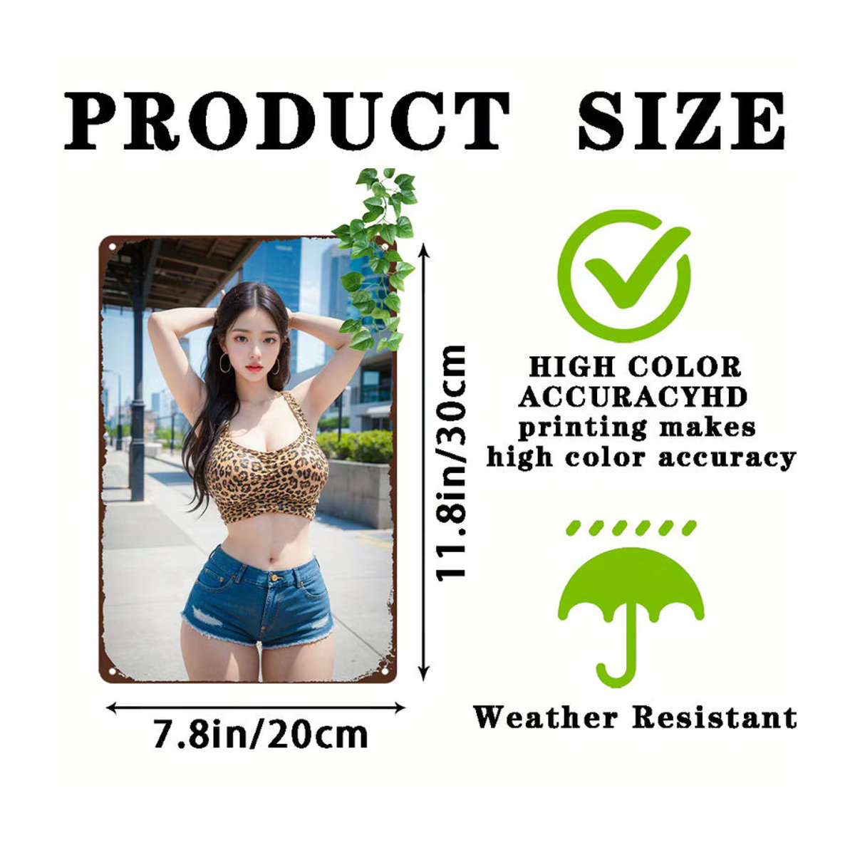 CIFBUY Vintage Anime Girl Metallschild mehrfarbig B/H: 30 x 20 cm - Bild 3